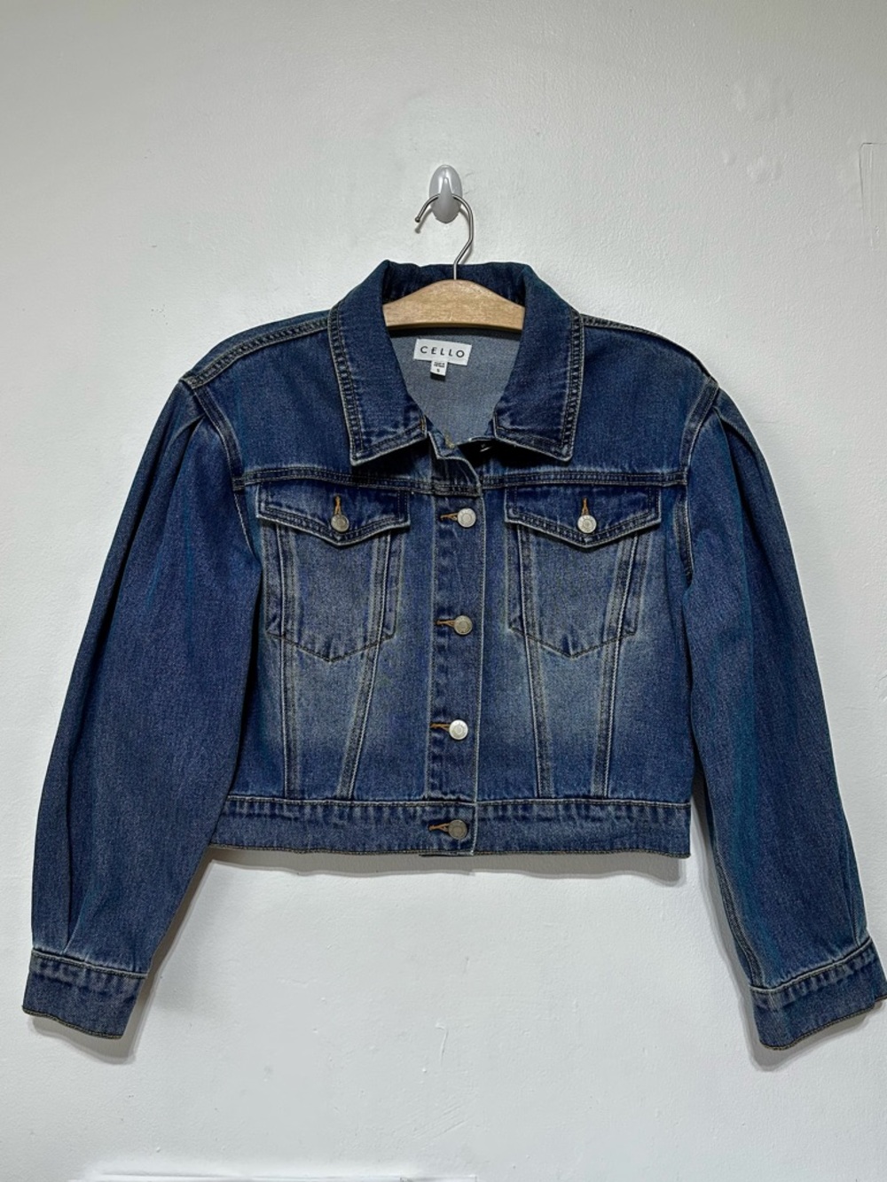 Cello Dark Blue Denim Cropped Jacket
